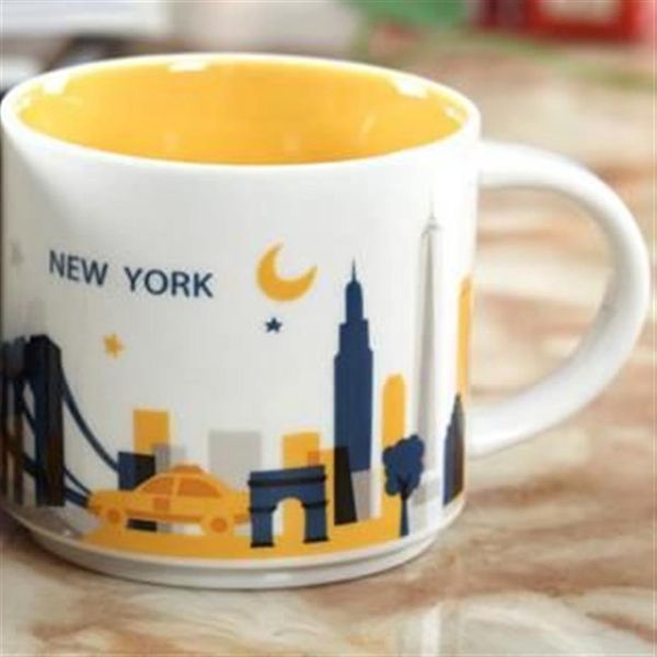Capacité de 14 oz en céramique Starbucks City Mug American Cities Café Mug tasse avec boîte d'origine New York City263d