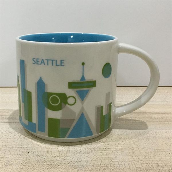 Capacité de 14 oz en céramique Starbucks City Mug American Cities Coffee Mug Cup avec boîte d'origine Seattle City231s