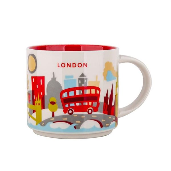 Capacité de 14 oz en céramique Starbucks City Mug British Cities Coffee Mug tasse avec boîte d'origine London City271W