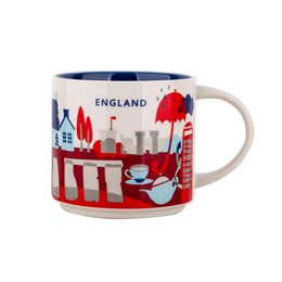 Capacité de 14 oz en céramique Ttarbucks City Mug British Cities Best Coffee Mug tasse avec boîte d'origine Angleterre City 282a