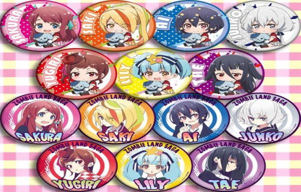 14pcs anime zombieland saga personaje cosplay pin broche broche insignias regalos nuevos cosplay insignia de navidad regalo de Navidad toy36461327242538