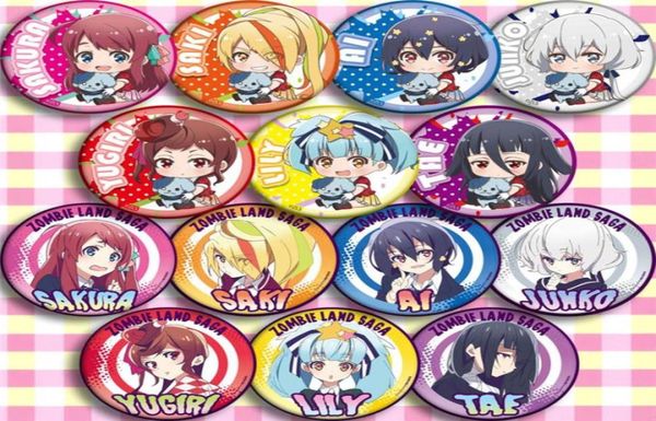 14 Uds. Anime ZOMBIELAND SAGA personaje Cosplay Pin broche de botón insignias regalos nueva insignia de Halloween Cosplay regalo de Navidad Toy36461329468185