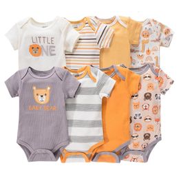 14pcs né body bébé garçon combinaison à manches courtes dessin animé imprimé enfant en bas âge fille coton vêtements 012 mois infantile barboteuse tenues 240110