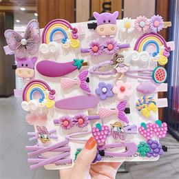 14 stks Kinderen Meisjes Haarspelden Set Leuke Fruit Regenboog Bloem Kids Hoofddeksels Baby Meisje Haaraccessoires voor Peuter Meisje Haar Clip 211023