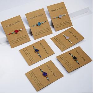 14 pièces faire un vœu coloré tissé pierre naturelle papier carte Bracelet pour femme Simple bijoux de mode