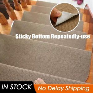 14-stcs/set zelfklevende trapkussentjes 20x45cm anti-slip tapijten tapijtmat plakkerige bodem herhaaldelijk gebruik van veiligheidskussentjes voor thuis T200518