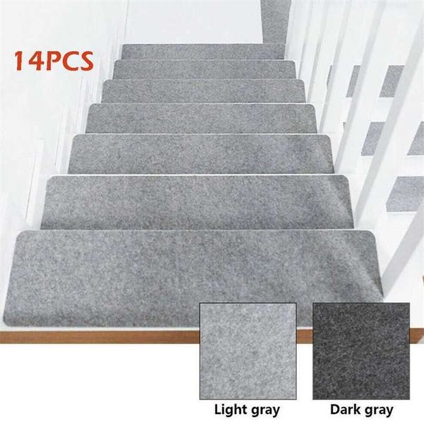 14pcs / set tapis de tapis de marche d'escalier auto-adhésif tapis de sol tapis de porte étape escalier antidérapant pad protection couverture tampons décor à la maison 211204