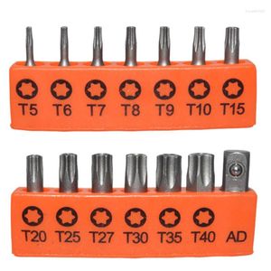 Jeu de tournevis Torx avec bande de rangement, en acier allié S2, embout de 25mm de Long, tête de lot Six étoiles, outils manuels, 14 pièces, 1/4 AD