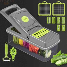 14 stcs groentesnijder gereedschap multifunctionele slicer fruit aardappel peeler wortel raspen accessoires accessoires mand slicer tool
