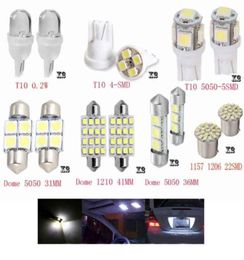 14pcslot LED 1157 T10 31 36 mm Car Carte intérieure auto Dome Plaque d'immatriculation Kit lumineux Bulbs de lampe blanche90793769842555