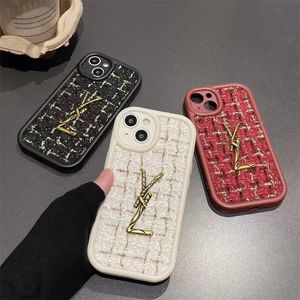 14promax telefoonhoesje Braid Designer IPhone 14 13 12 11 15 12pro 13pro 11promax 15pro Mode Metalen Letter Shell Telefoon beschermhoes