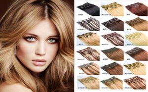 14quot 26quot8pcs Extensiones de cabello humano remy de cabello remy brasileño sin procesar con clip recto 12 colores para elegir 208817036