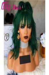 14quot vert foncé brésilien en dentelle en dentelle avant perruque à onde courte Bob Blackbrownpink Wig synthétique pour femmes blanches avec une frange FRI2568951579