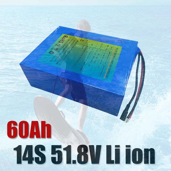 Batería de iones de litio 14S 51,8 V 48V 60ah para tabla de surf Efoil de 52V tabla de surf entretenimiento SeaScooter Hydrofoil Jet Board