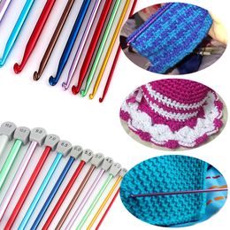 14 Size 2,5-11 mmtunisian Afghan Crochet Crochets Multicolore Aluminium Tricot à tricot Crochet Long Pull Scharpe Aignet Temps de tissage