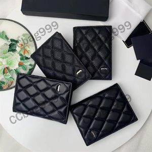 14x10cm Zwart Lambskin Caviar Lederen Wallet Goud en Silver Hardware Mini Handtassen Klassieke Designer Clutch Bags Luxurys Purse Car253L