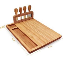 14x11x0.6inches Grand Bambou Fromage Blocs À Découper Planche De Charcuterie avec Outil De Coupe Cadeau Idéal Ustensiles De Cuisine En Gros GG