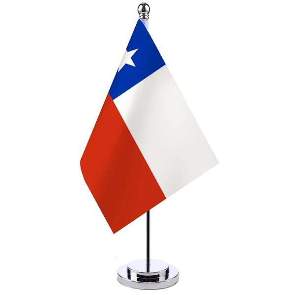 14x21cm Bureau Bureau du drapeau chilien Banner Pilier Pilier Chilien Flag Conférence de la salle Conférence Decoration 240425