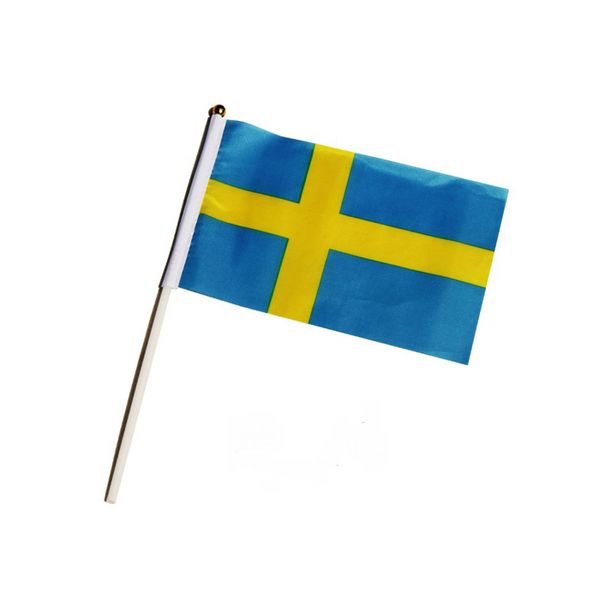 14x21cm Sweden Hand Stick drapeau