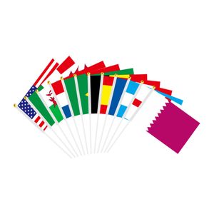 14x21cm Wereldbeker Handgolven Vlagbanner Voetbal Bice Polyester vlag met vlaggenmast