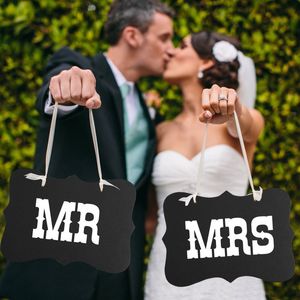 14x24cm Mr Mrs Black Wedding Party Bannière Décoration Photo Booth Prop 100 Paires