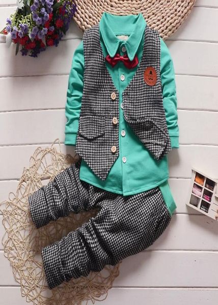 14 ans bébé garçons vêtements à carreaux ensemble chemise rose gilet pantalon Costume enfants automne petit monsieur Costume enfants vêtements31077939733068