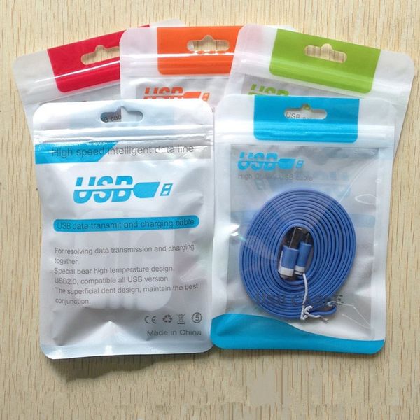 15 * 10.5 14 * 8cm Sacs en plastique OPP Zip Lock Hang Hole Poly Packages Pochette pour étui de téléphone portable Câble USB Chargeur de batterie Emballage au détail