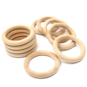 Anneaux en bois massif de 15 à 150 mm Natural Mariage DIY Artisanat Macrame Corde à la main Accessoires Pendants Wood Hoop Kids Dents Supplies