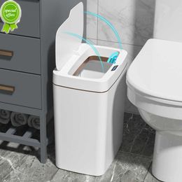 Cubo de basura con Sensor inteligente de 15/18L, cubo de basura para baño, cubo de basura estrecho impermeable automático para cubo de basura de cocina, hogar inteligente