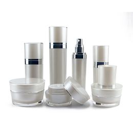 15/20/30/50g Frasco de crema acrílico con cono blanco perla recargable vacío 30/50/80/120ml Bomba de loción Botellas de spray para crema para ojos Aceite esencial Artículos para el cuidado de la piel Perfume