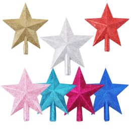 15/20cm de Noël Top Star Star Joyeux Noël Décorations pour la maison Brilly Powder Gold Powner Five-Point Star New Year's Ornement