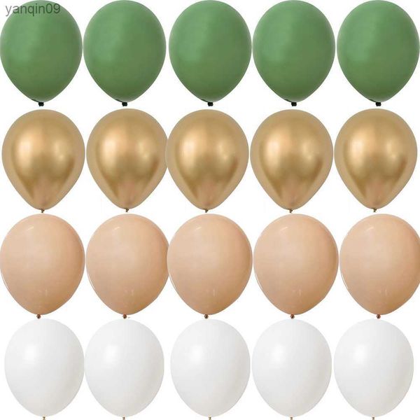 15/20 piezas Kit de globos de 10 pulgadas Retro verde blanco oro bolas cumpleaños boda aniversario jungla fiesta de verano decoración hogar suministros L230626