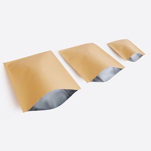 15 * 22cmflat vlakke kraftpapier innerlijke aluminium plating Driezijdige afdichting Geschenken Snacks thee vocht- en corrosiebescherming Seal vacuümzak.