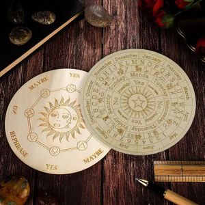 Tablero de péndulo de almohadilla de madera de 15/25cm con tablero de meditación curativa de adivinación de luna y estrella, adornos de placa de energía tallada, Altar metafísico