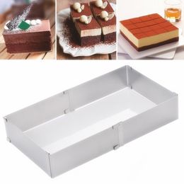 15-27.5cm verstelbare roestvrijstalen cake vierkante mal chocolade mousse ring bakken accessoires cake decorating gereedschap 210225