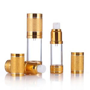 15/30/50/100ml vacío recargable oro brillo diamante Airless vacío botellas lujo emulsión loción fragancia Perfume botella con espray