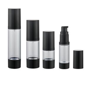 15 30 50 80 100 120ml Bomba Airless Garrafa-Vazia Recarregável Preto Bomba de Vácuo Airless Loção Creme Maquiagem Frasco de Higiene Pessoal Líquido Cont Jetv