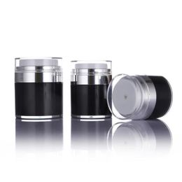 15 30 50g Noir Perle Blanc Acrylique Pot Airless Pot De Crème Cosmétique Ronde Pompe Bouteille Cosmétique Aojxd