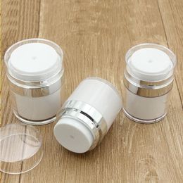 15 30 50 g perla blanca acrílico botella sin aire redondo cosmético crema tarro bomba cosméticos embalaje botellas mtxni