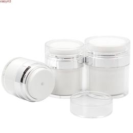 15 30 50g Parelwit Acryl Airless Pot Ronde Cosmetische Crème Pomp Verpakking Fles LX8995 Hoge kwaliteit Buehe Hbevb