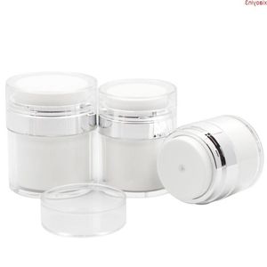15 30 50g Perle Blanc Acrylique Airless Pot Rond Crème Cosmétique Pompe Emballage Bouteille LX8995haute qualité Uqqgr