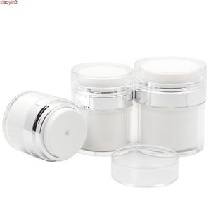 15 30 50g Parelwit Acryl Airless Pot Ronde Cosmetische Crème Pomp Verpakking Fles LX8995 Hoge kwaliteit Buehe Hipph