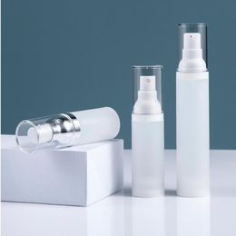 15 30 50 ml Pompe sans air Bouteille givrée Conteneurs de lotion de voyage rechargeables Bouteille de pulvérisation à brume fine sous vide Distributeur de cosmétiques en plastique Cietp