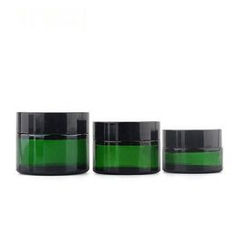 15 30 ML Groene cosmetische ronde glazen potten, met binnenvoeringen en zwarte deksels containers voor aromatherapie, balsems, lotions container