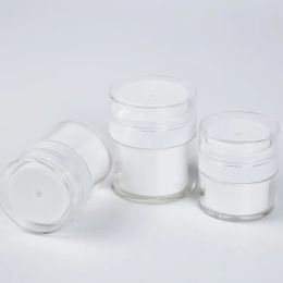 15 30g Bouteille cosmétique sans air blanc simple 50 g de crème vide acrylique Jar Cosmetics Pump Lotion Container LL