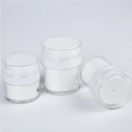 15 30g blanc Simple bouteille cosmétique sans air 50g acrylique vide crème pot cosmétiques pompe Lotion conteneur Chfxh