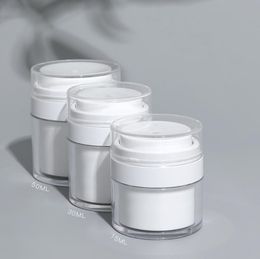 15 30g Blanc Simple Airless Cosmétique Bouteille 50g Acrylique Vide Crème Pot Cosmétiques Pompe Lotion Conteneur SN698