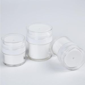 15 30g Witte Eenvoudige Airless Cosmetische Fles 50g Acryl Vacuüm Zalfpotje Cosmetica Pomp Lotion Container Fvwdm