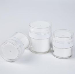 15 30G Wit Eenvoudige Airless Cosmetische Jarfles 50G Acrylic Vacuüm Cream Jars Cosmetica Pomp Container SN5473