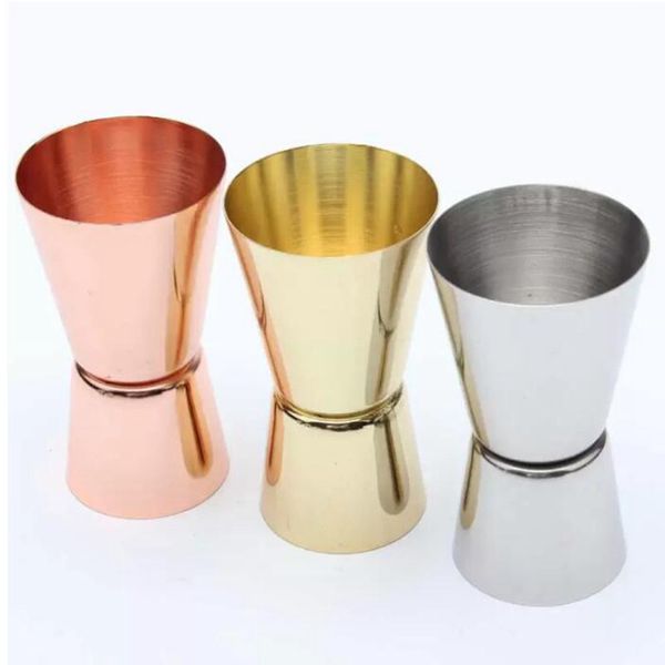 Tasse à mesurer à Double tête 15/30ML, barre en acier inoxydable doré, tasses à mesurer pour Cocktail, Jigger, tasse à mesurer pour liqueur personnalisable